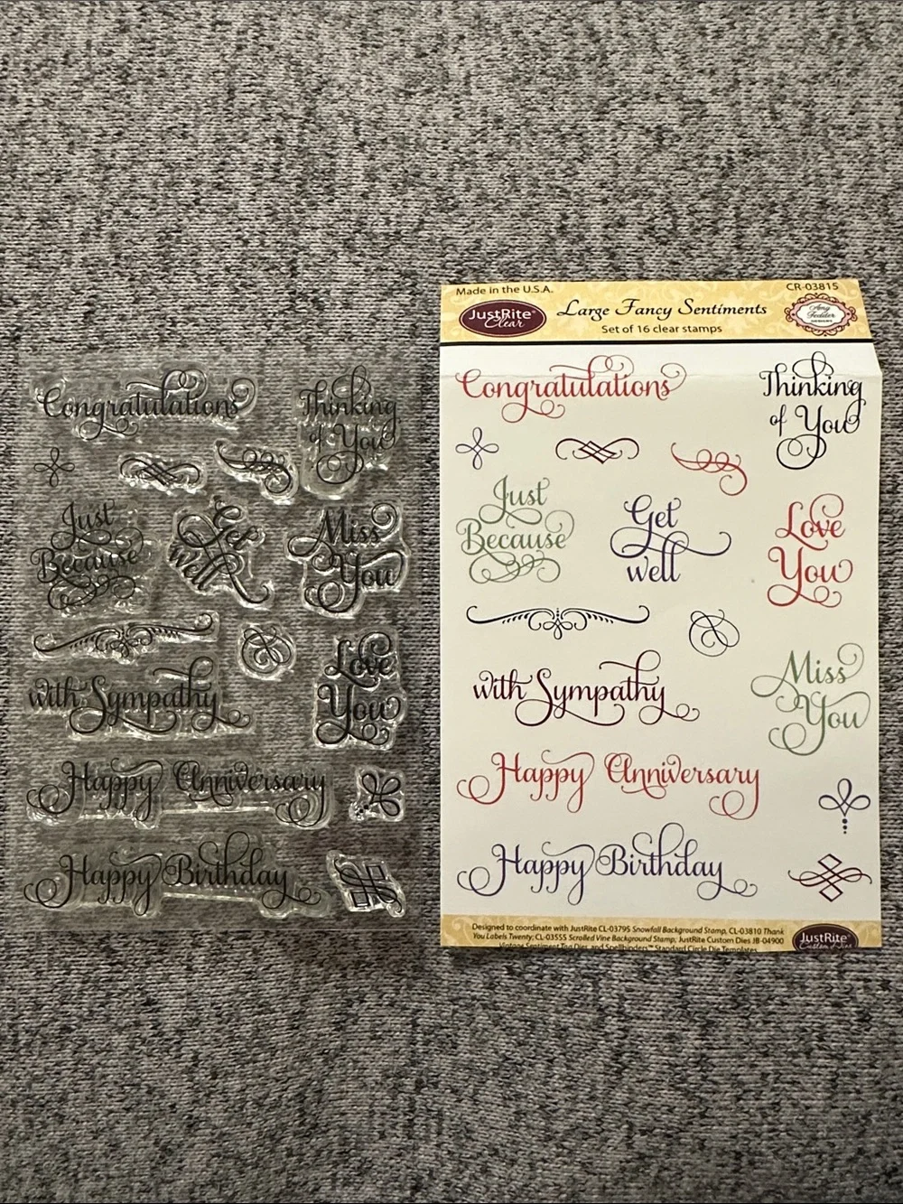 Large Fancy Sentiments Clear Stamp Set - Black Script